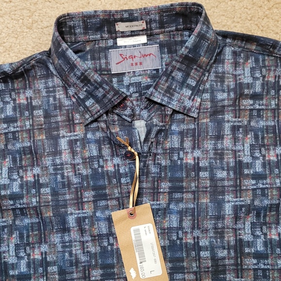 NWT Signum Berlin Long Sleeve Woven Button Down Large - Picture 3 of 6